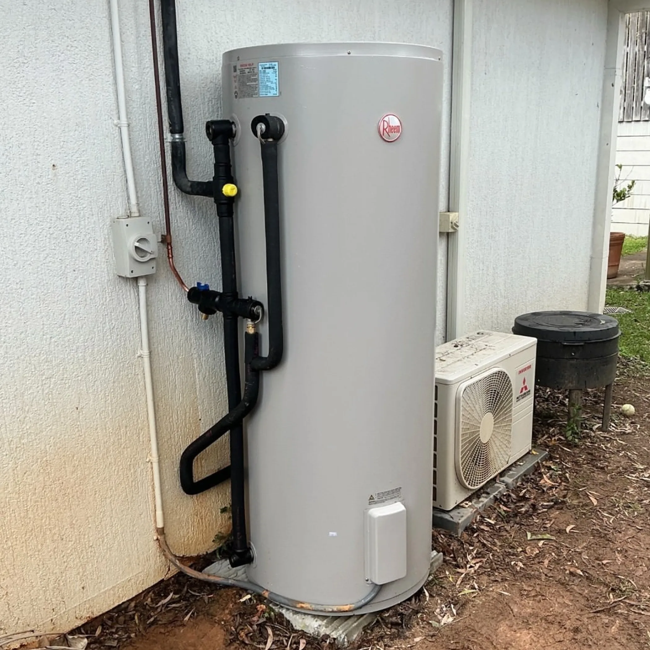 hot water system unit close-up