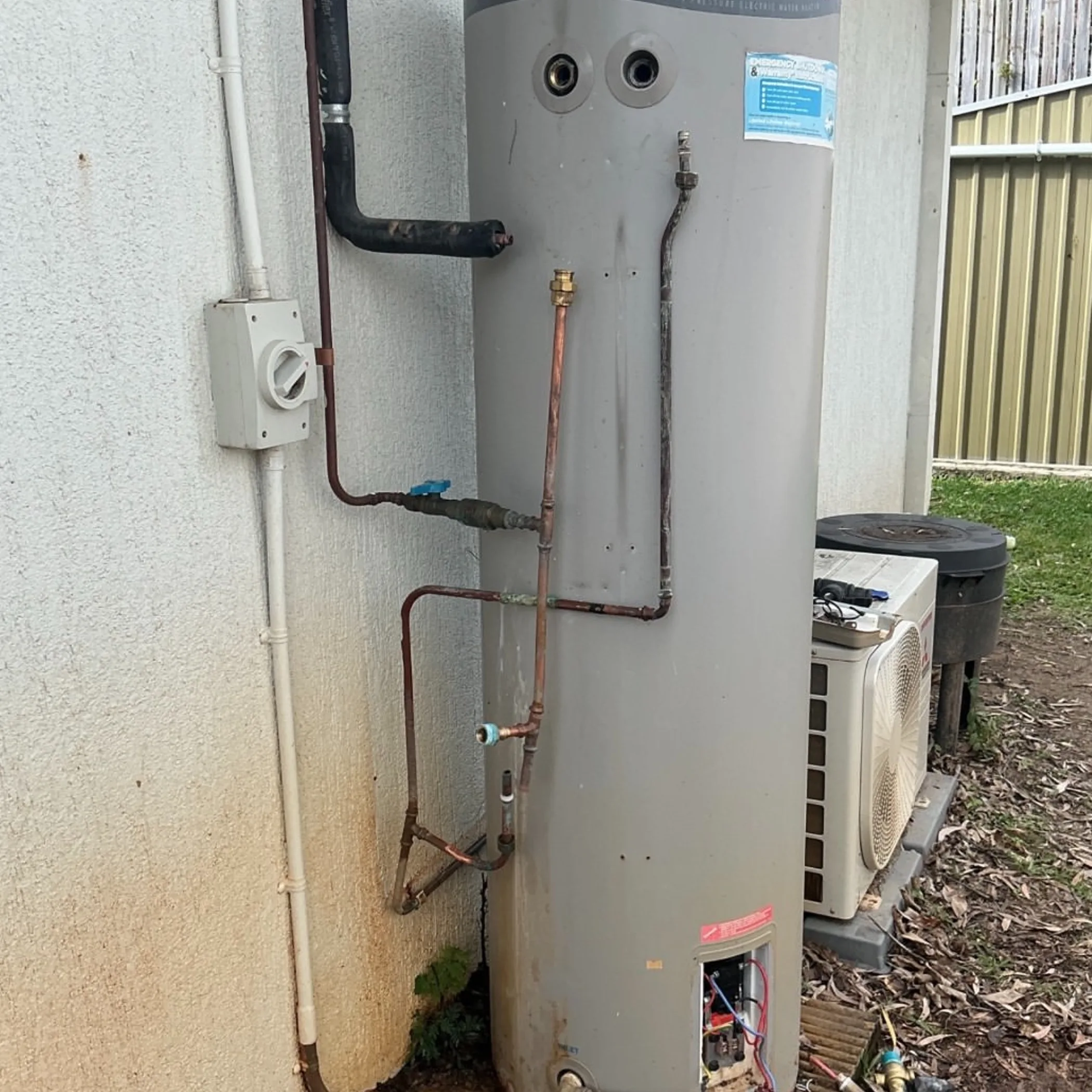 hot water system unit close-up